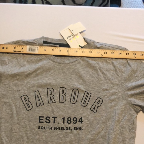 Barbour Calvert Logo Tee Shirt | NWT | Soft Cotton Blend Gray Crewneck | Size S - Picture 6 of 7